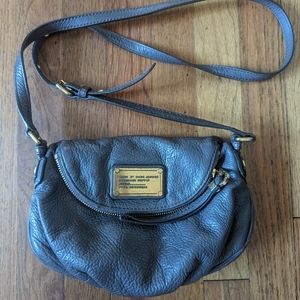 Marc Jacobs Pebbled Gray Leather Foldover Crossbody bag